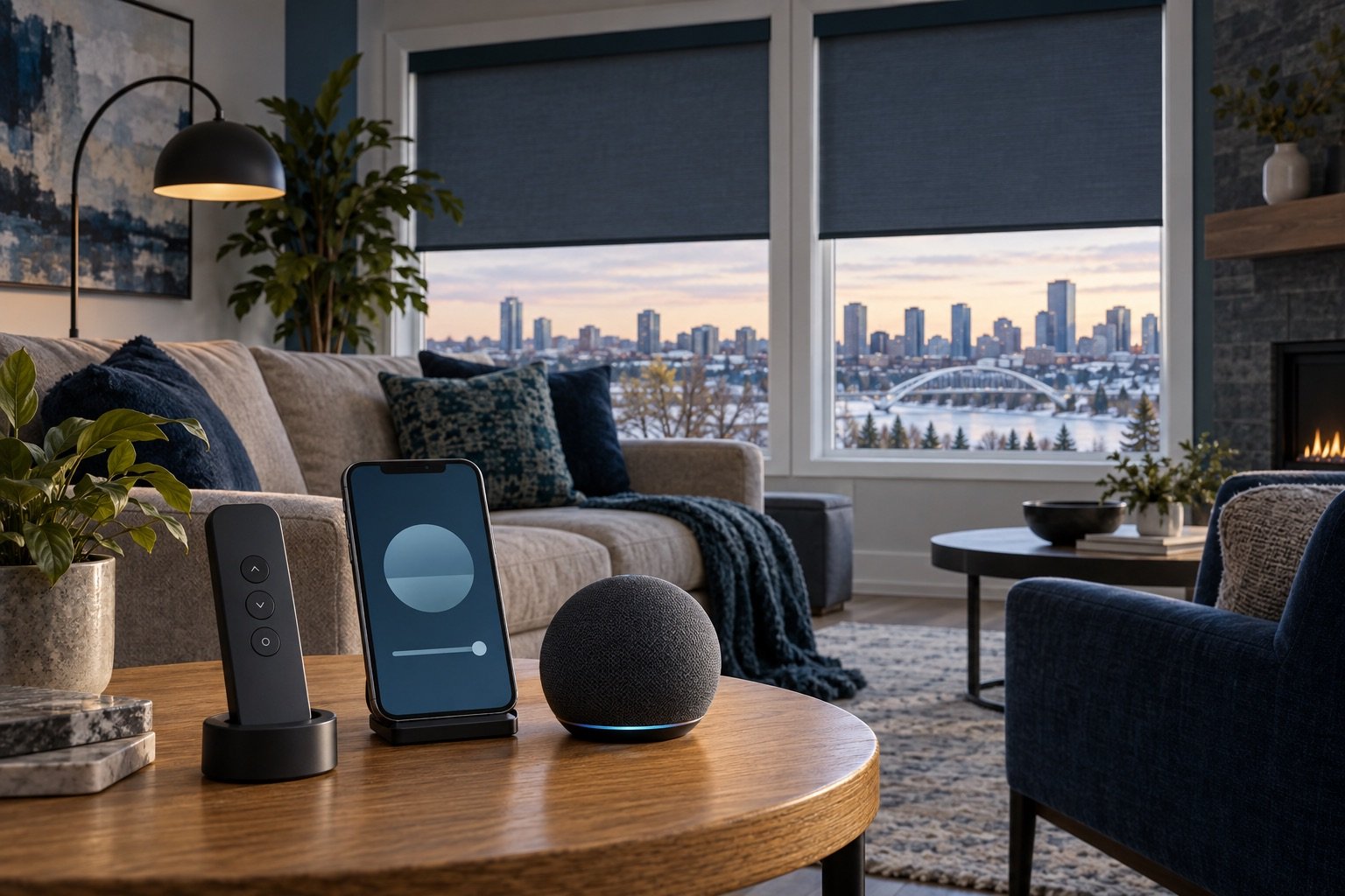 Motorized Blind Controls: Remote, App or Voice for an Edmonton home