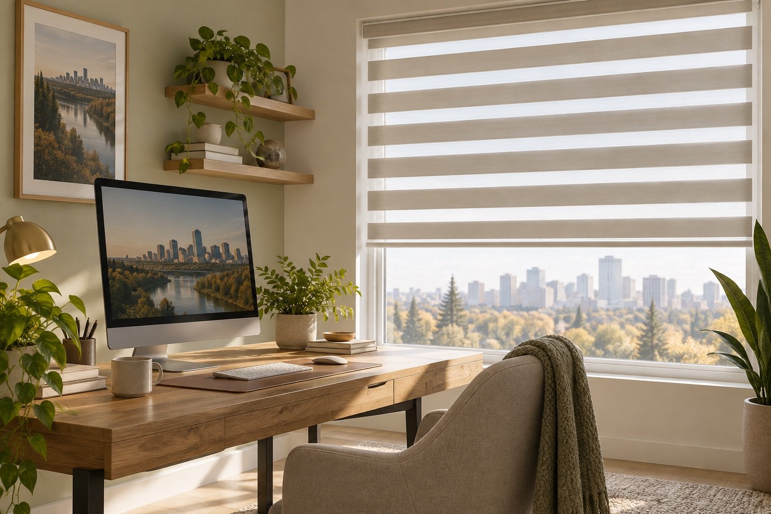 Zebra Blinds for Home Offices for an Edmonton home